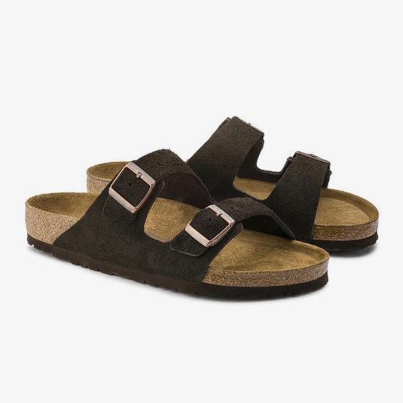 Women's Vintage Cork Flat Boken Sandals Men's One-word Sandals - Heritage cosmetics and beauty care