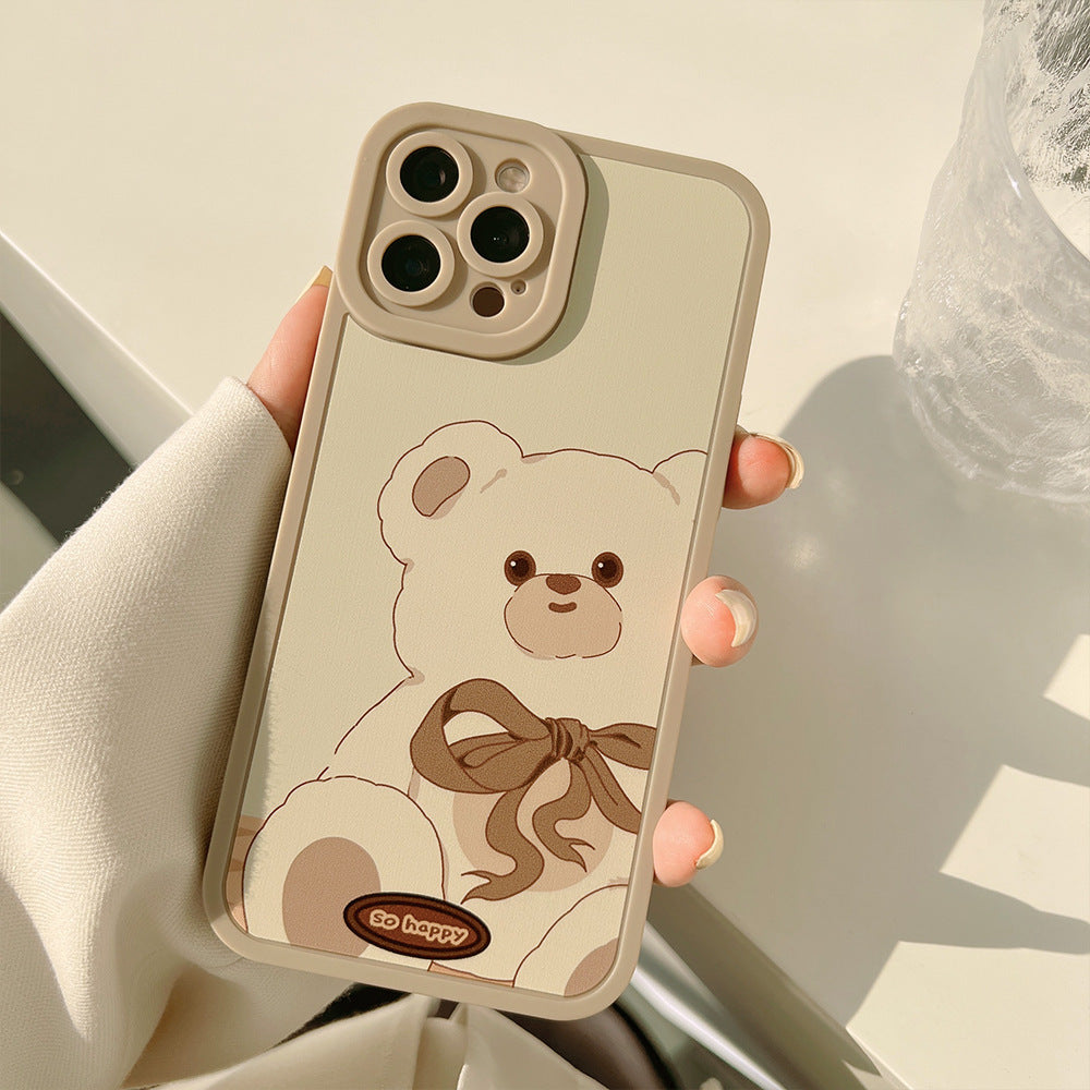 Retro Cute Bear Pattern All-inclusive Mobile Phone Soft Shell Heritage cosmetics and beauty care