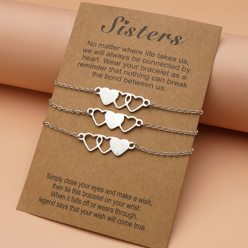 Love Heart Charms Chain Bracelets For Sisters Best Friends - Heritage cosmetics and beauty care