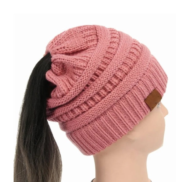 High Bun Ponytail Beanie Hat Chunky Soft Stretch Cable Knit Warm Fuzzy Lined Skull Beanie Acrylic Hats Men And Women - Heritage cosmetics and beauty care