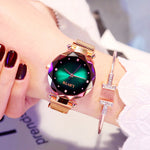 Rose Gold Women Watches Fashion Diamond Ladies Starry Sky Magnet Watch Waterproof Female Wristwatch - Heritage cosmetics and beauty care