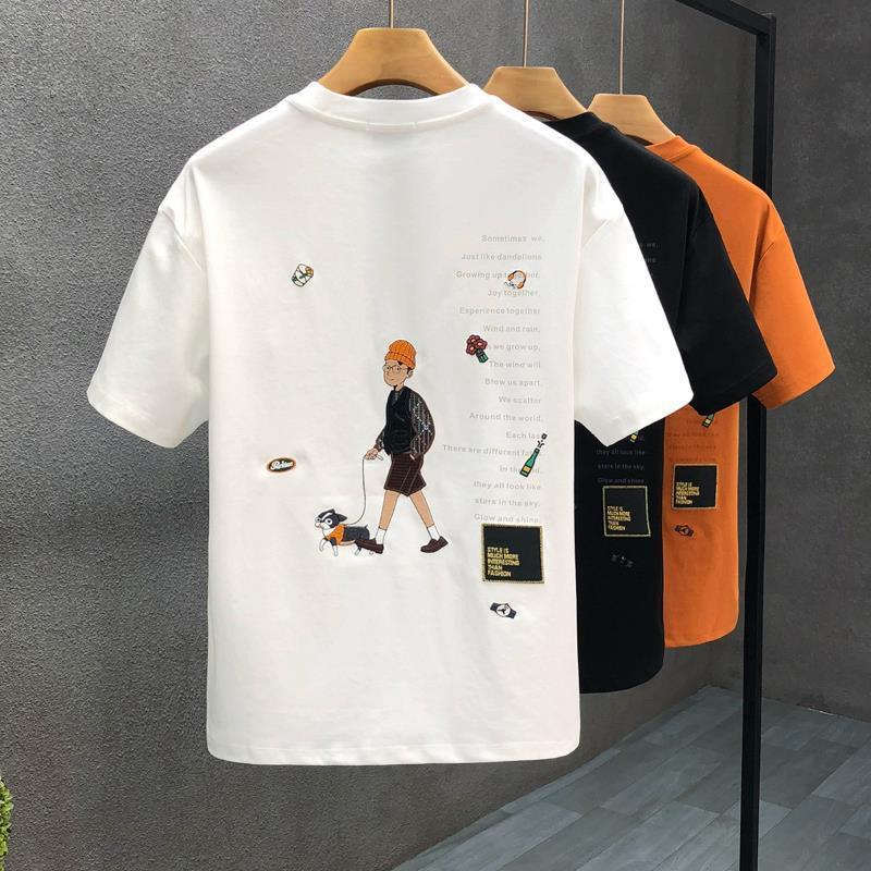 Cartoon Printed Short-sleeved T-shirt Men's Clothes Men's Loose T-shirt - Heritage cosmetics and beauty care