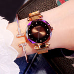 Rose Gold Women Watches Fashion Diamond Ladies Starry Sky Magnet Watch Waterproof Female Wristwatch - Heritage cosmetics and beauty care