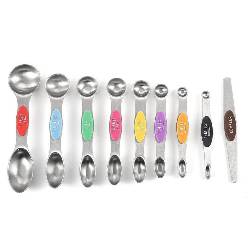 9-piece Set Of Stainless Steel Double Headed Measuring Spoons - Heritage cosmetics and beauty care