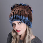 Woven Women's Fur Hats Warm And Thick Warmth Ladies Colorful Knitted Hats - Heritage cosmetics and beauty care