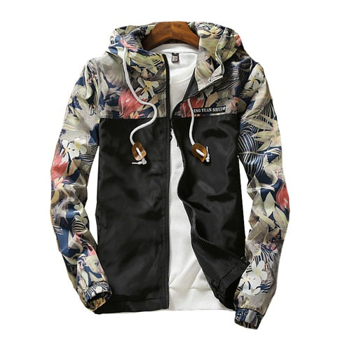 Spring Summer New Men Light Floral Print Hooded Jacket Fashion Trend Flower Coat Hoodies Heritage cosmetics and beauty care