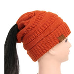 High Bun Ponytail Beanie Hat Chunky Soft Stretch Cable Knit Warm Fuzzy Lined Skull Beanie Acrylic Hats Men And Women - Heritage cosmetics and beauty care