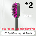 Self Cleaning Hair Brush For Women One-key Cleaning Hair Loss Airbag Massage Scalp Comb Anti-Static Hairbrush - Heritage cosmetics and beauty care