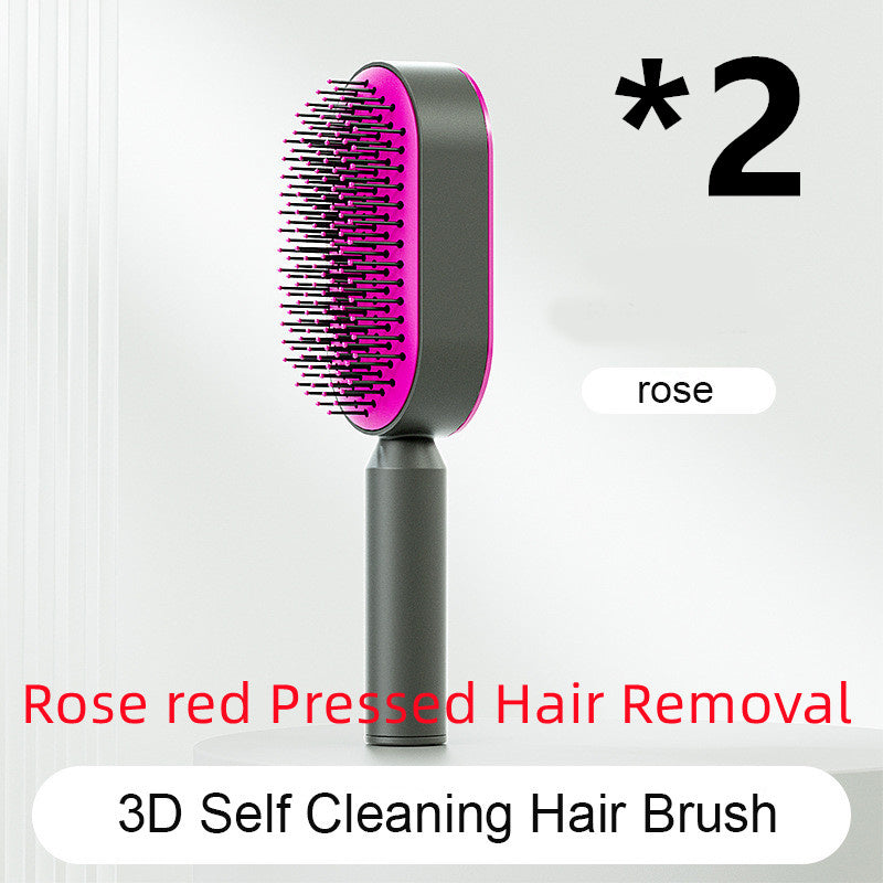 Self Cleaning Hair Brush For Women One-key Cleaning Hair Loss Airbag Massage Scalp Comb Anti-Static Hairbrush - Heritage cosmetics and beauty care