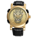 SKONE Pirate Skeleton Skull Quartz Men Watches Luxury Waterproof Leather Men Sports Watch - Heritage cosmetics and beauty care