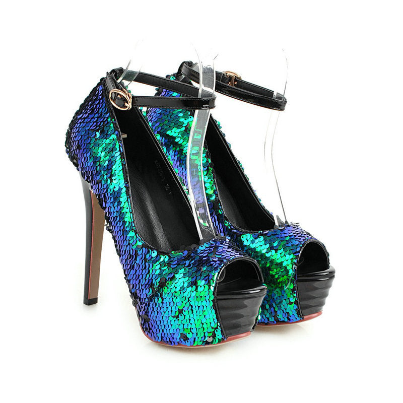 Super high heel sequined high heels - Heritage cosmetics and beauty care