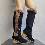 Winter Plush Long Boots For Women Combat Boots Wedges Shoes - Heritage cosmetics and beauty care