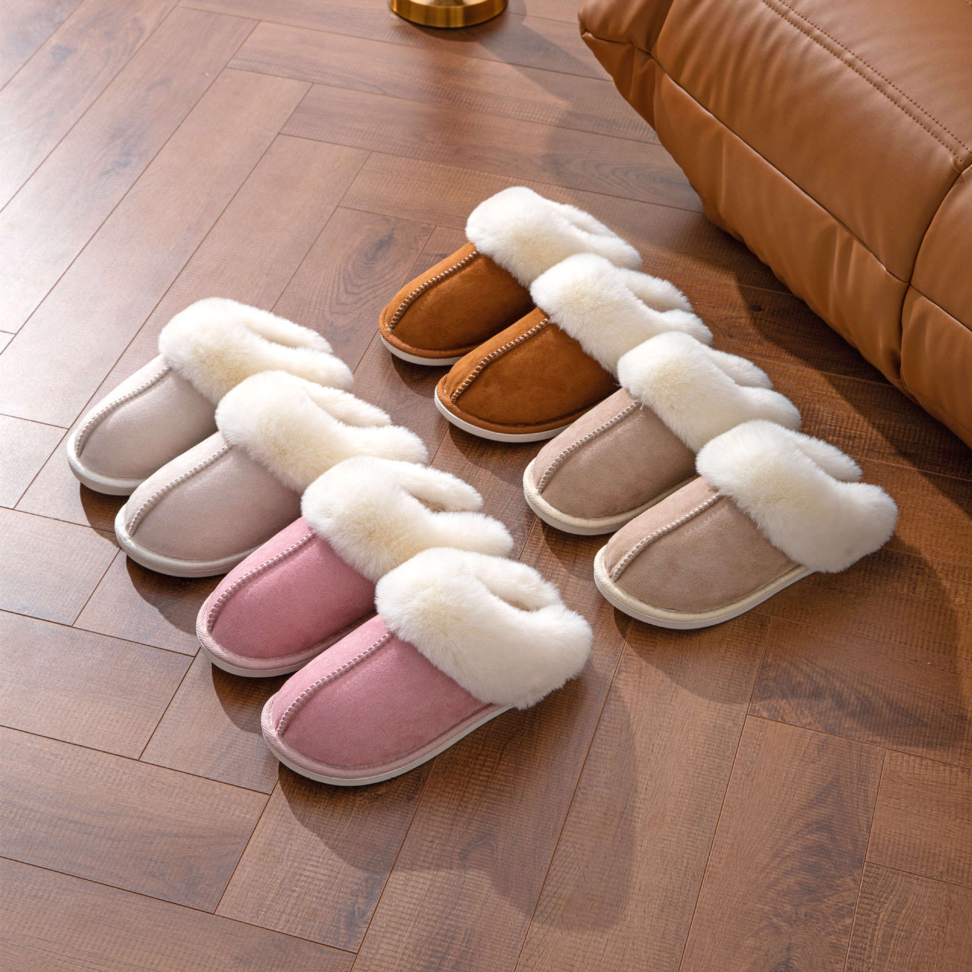 Fluffy Slippers Autumn Winter Home Indoor Cotton Slippers Warm Slugged Bottom Home Heritage cosmetics and beauty care