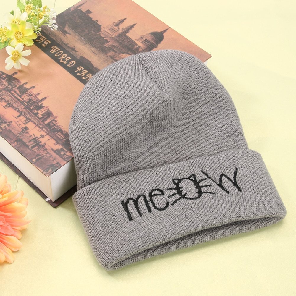 Autumn MEOW  Men Women Casual Hip Hop Hats Knitted Wool Skullies Beanies Hat Warm Winter Hat For Women Beanie Winter Caps - Heritage cosmetics and beauty care