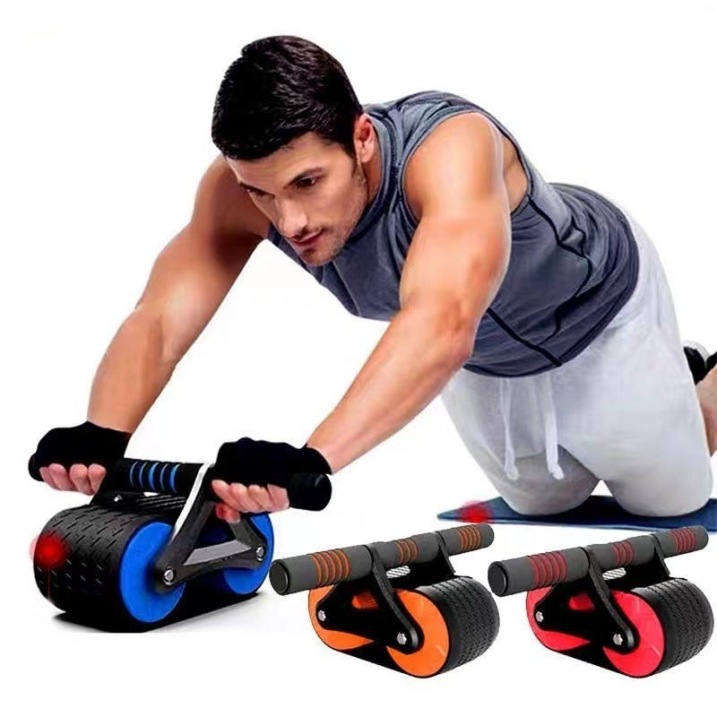 Double Wheel Abdominal Exerciser Women Men Automatic Rebound Ab Wheel Roller Waist Trainer Gym Sports Home Exercise Devices - Heritage cosmetics and beauty care