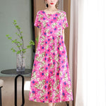 Casual Extra Large Size Cotton Silk Mother Loose Dress Women - Heritage cosmetics and beauty care