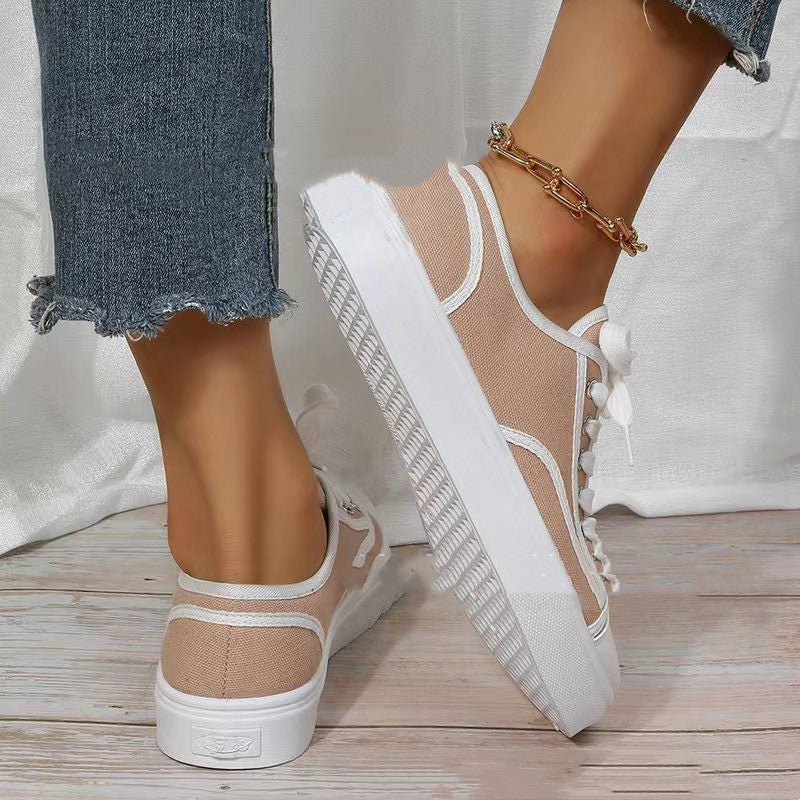 Women's Solid Color Flat Platform Sneakers - Heritage cosmetics and beauty care