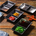 Ceramic Double-grid Korean-style Barbecue Seasoning Hot Pot Sauce Dipping Plates - Heritage cosmetics and beauty care