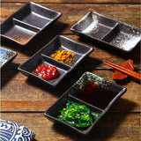 Ceramic Double-grid Korean-style Barbecue Seasoning Hot Pot Sauce Dipping Plates - Heritage cosmetics and beauty care