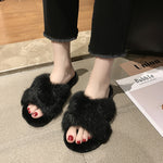 Cross fur slippers - Heritage cosmetics and beauty care