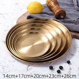 Retro Metal Round Tray Stainless Steel Snack Fruit Tray Jewelry Storage Tray European Style Dinner Plates - Heritage cosmetics and beauty care