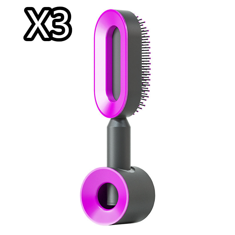 Self Cleaning Hair Brush For Women One-key Cleaning Hair Loss Airbag Massage Scalp Comb Anti-Static Hairbrush - Heritage cosmetics and beauty care