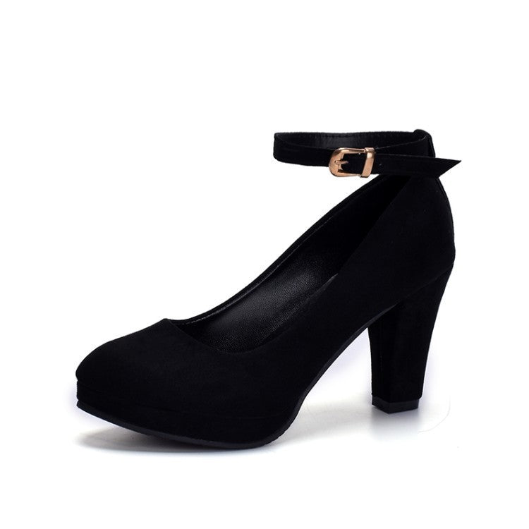 Block heel suede high heels - Heritage cosmetics and beauty care