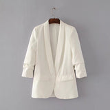 Buttonless pleated sleeve blazer - Heritage cosmetics and beauty care