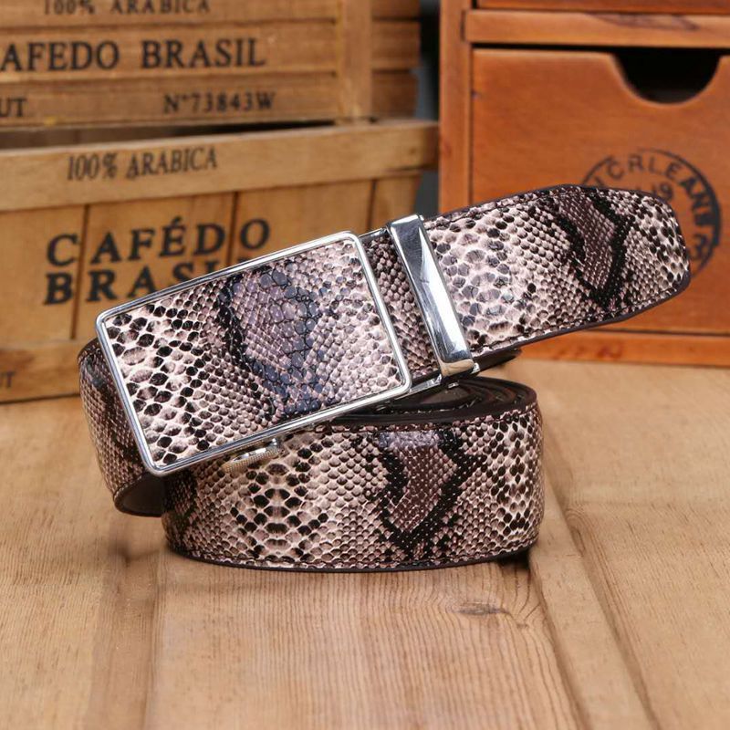 Fashion Vintage Men's Automatic Buckle Leather Belt - Heritage cosmetics and beauty care