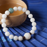 Natural white jade Bodhi bracelets beads bracelets women's simple Bodhi bracelets transfer beads - Heritage cosmetics and beauty care