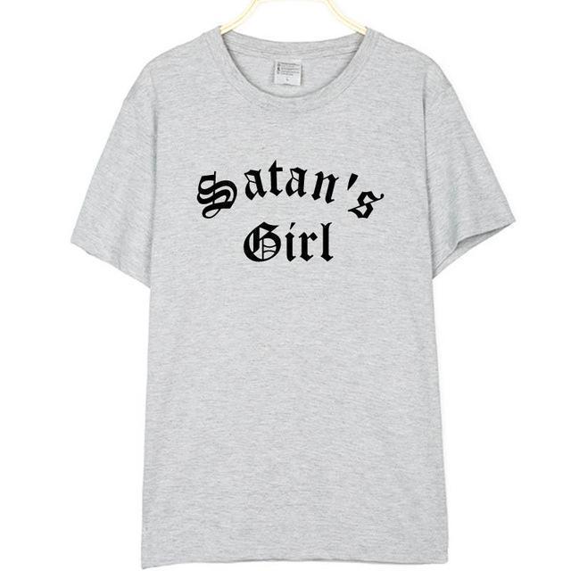 Satan's Girl Letter Print Men's and Women's T-Shirts Heritage cosmetics and beauty care