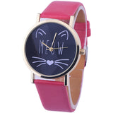 Watch watches women fashion watch  Luxury Cute Cat Pattern PU Leather Band Analog Quartz Vogue Wristwatch - Heritage cosmetics and beauty care