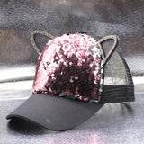 Children's Caps Girls Boys Hats Sequins Cat Ears Sun Visor Baseball Net Caps - Heritage cosmetics and beauty care