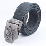 Casual And Versatile Double Knife Skull Canvas Belt - Heritage cosmetics and beauty care