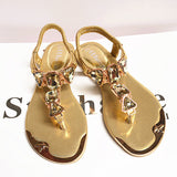 Women's rhinestone flat sandals - Heritage cosmetics and beauty care