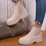 Women Ankle Boots Solid Color Chunky Boots Autumn Winter Platform Shoes - Heritage cosmetics and beauty care