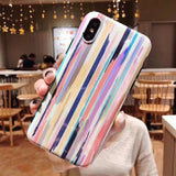 Compatible with Apple, Colorful Rainbow Case For iPhone XS Max XR X IMD Silicone Phone Cases For iPhone 7 6 6s 8 Plus Soft TPU Back Cover Coque Heritage cosmetics and beauty care