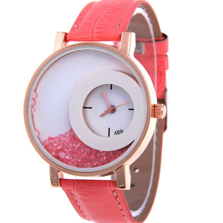 Amazon Explosion Brand, Europe And America Hot Fashion Quartz Watches 489 Full Drilling Quicksand Female Watches Female - Heritage cosmetics and beauty care