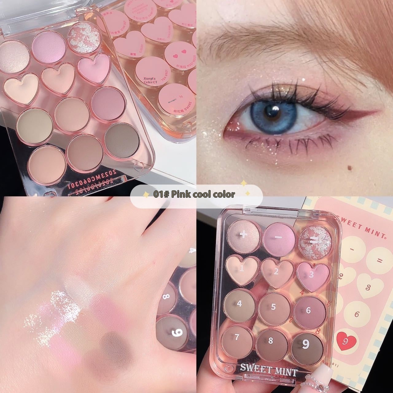 Makeup SWEET MINT Twelve-color Love Heart Eye Shadow Plate Beginner - Heritage cosmetics and beauty care