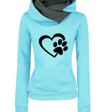 Women's Sweater Hoodie Pullover Cat's Paw Love Heart