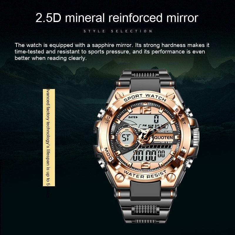 Waterproof Sports Electronic Quartz Watches Business Trends Watch Multi-function - Heritage cosmetics and beauty care