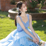 Women's Blue Halter Wedding Gown Birthday Host - Heritage cosmetics and beauty care