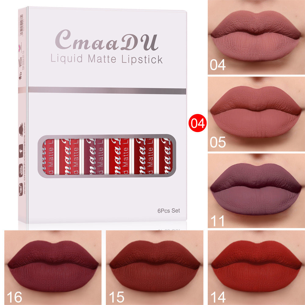 6 Boxes Of Matte Non-stick Cup Waterproof Lipstick Long Lasting Lip Gloss - Heritage cosmetics and beauty care