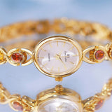 Mid-ancient Fashion Oval Colored Gems Rainbow Light Luxury Watch - Heritage cosmetics and beauty care