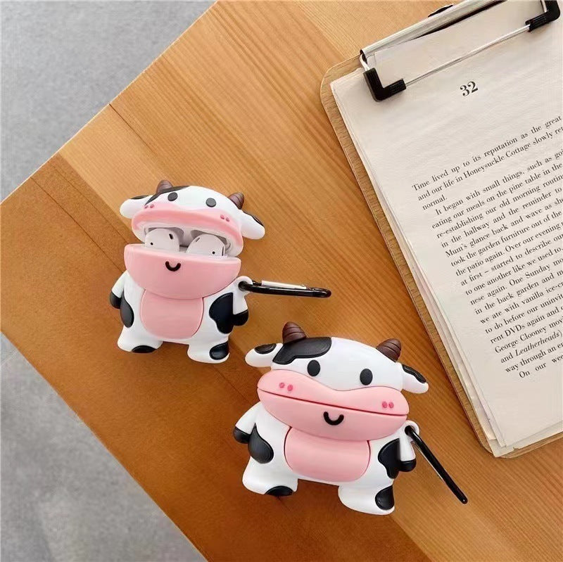 Cartoon Cute Cow Earphone Sleeves Drop-resistant Silicone Protective Soft Case Heritage cosmetics and beauty care