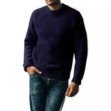 Retro Men's Solid Color Casual Round Neck Pullover Sweater