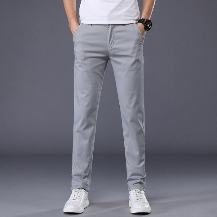 Men's Casual Elastic Slim Fit Small Straight Leg Pants - Heritage cosmetics and beauty care