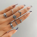 Retro Elephant Hollow Ring 7-piece Set Creative - Heritage cosmetics and beauty care