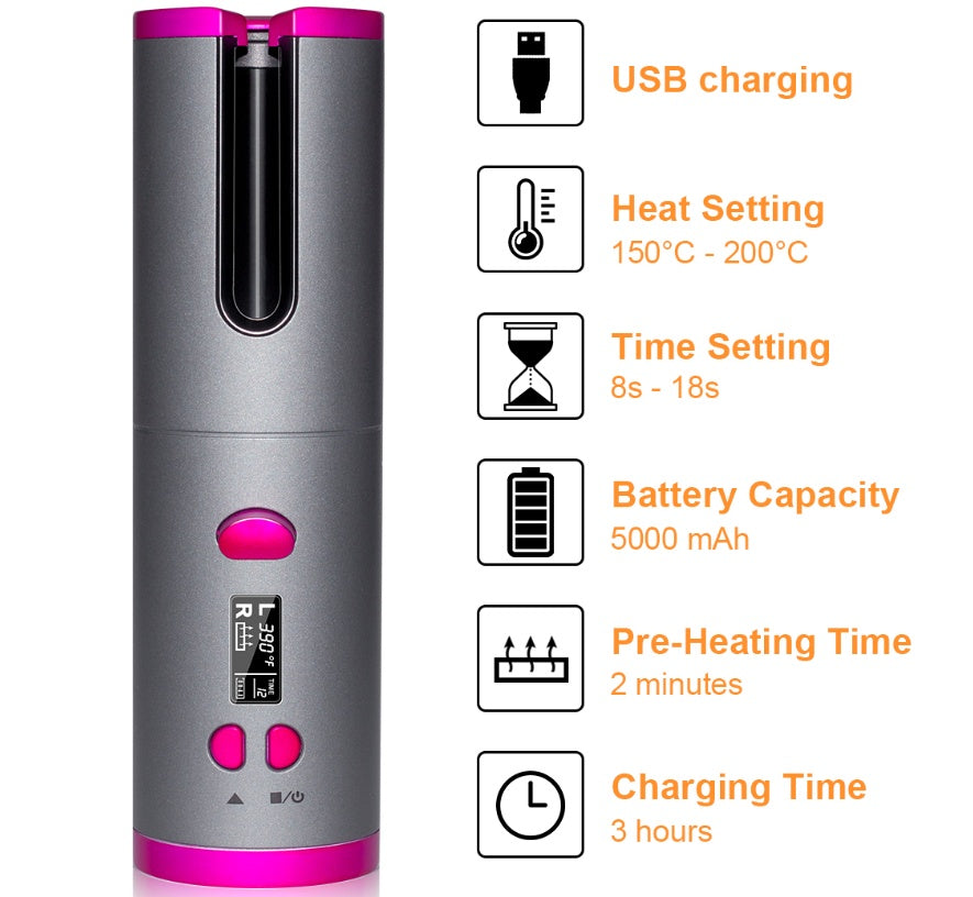 Curling Iron USB Wireless Multifunctional Charging Curler - Heritage cosmetics and beauty care