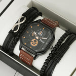 Double-layer Square Shell Casual Men's Watch Suit - Heritage cosmetics and beauty care